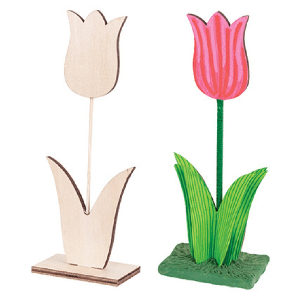 Wooden Tulip on Stand Pack of 10 - Senior Style