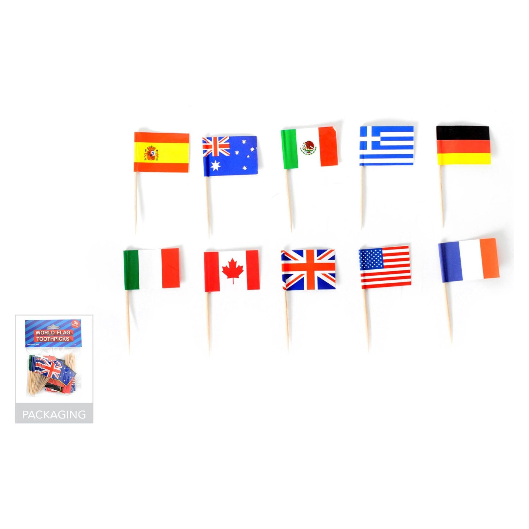 World Flags Toothpicks 50 Pack - Senior Style