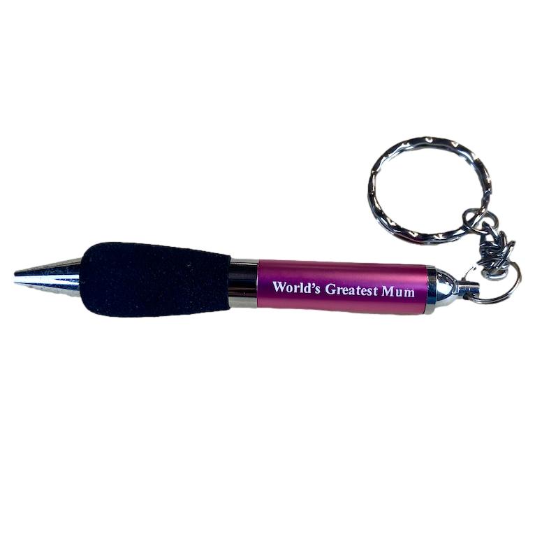 World's Greatest Mum Keyring Pen - Senior Style